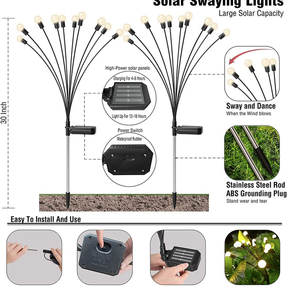 Solar Firefly LED Garden Lights 